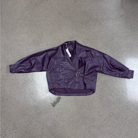 Acne Women's Deep Purple Leather Jacket - Picture 1 of 4